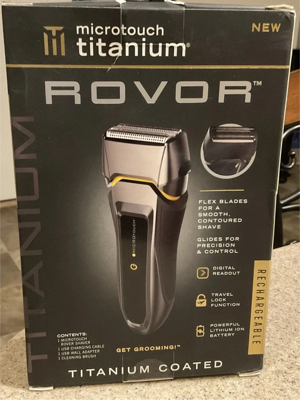 Microtouch Titanium ROVOR Rechargable Wet/Dry Shaver Flex Blade Systgem NEW